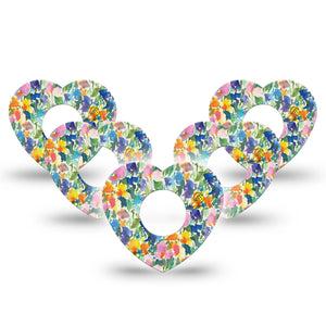ExpressionMed Summer Fling Infusion Set Heart Shape Tape, 10-Pack Tape Blue Summer Florals, Adhesive Tape Continuous Glucose Monitor Design