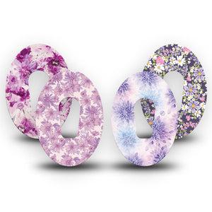 ExpressionMed Violet Garden Dexcom G6, 4-Pack Tape Pale deep purple mix Decorative Adhesive Tape for CGM