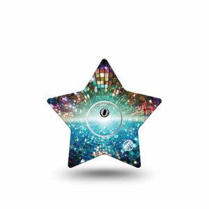 ExpressionMed Disco Lights Freestyle Libre 3 and Libre 3 Plus Star, Single Tape and Single Sticker Layered light circles Fixing Ring Tape for CGM