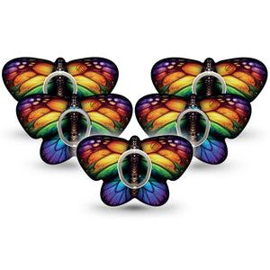 ExpressionMed Rainbow Butterfly Dexcom G7 Butterfly Shape Tape, Dexcom Stelo Glucose Biosensor System,  5-Pack Tape and 5-Pack Sticker Mystic Butterfly Print, Adhesive Tape CGM Design