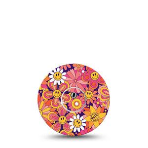 ExpressionMed Groovy Freestyle Libre 3 Tape Single Tape and Single Sticker Groovy Floral Theme Adhesive Tape CGM Design