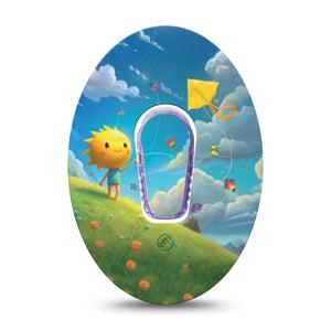 ExpressionMed Summer Kite Dexcom G6 Sticker and Tape,  Flying Kite, Vinyl Sticker and Tape Design CGM Design