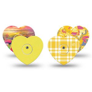 ExpressionMed Sunlit Yellow Freestyle Libre 3 and Libre 3 Plus Heart, tape and sticker  sunny yellow design Patch for CGM