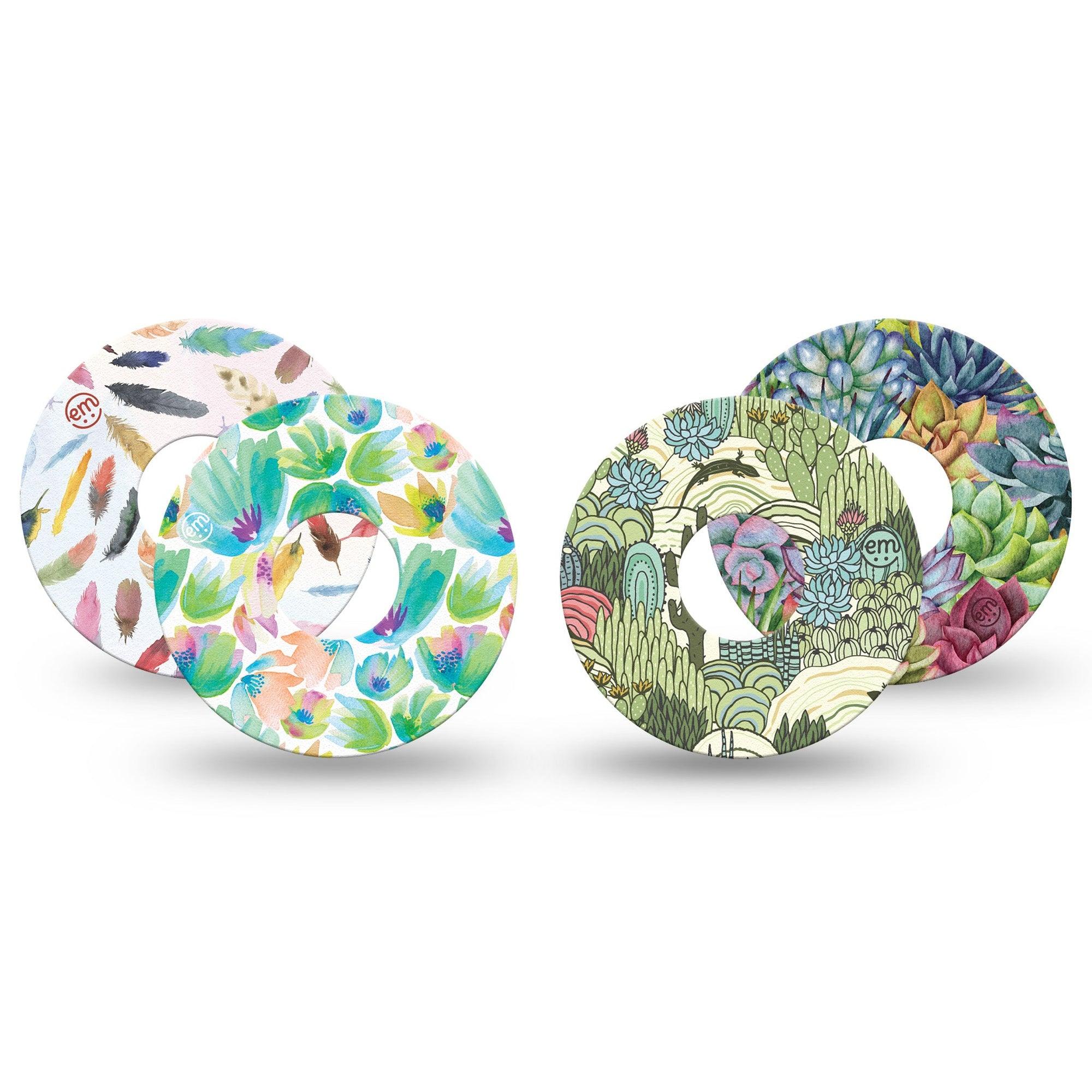 ExpressionMed Desert Succulent Variety Pack  Freestyle Libre 3 and Libre 3 Plus Tape 4-Pack Tape Variety Desert Vegetation Florals, Adhesive Tape Continuous Glucose Monitor Design