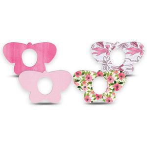 ExpressionMed Soft Pink Dexcom G7 and Dexcom Stelo Glucose Biosensor System Butterfly, 4-Pack Tape Adorable pink petals Accessories for CGM