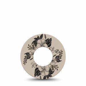 ExpressionMed Low Tide Freestyle Libre, Libre 2 Plus, and Abbott Lingo, Single Tape Hand-drawn flower lines Fixing Ring Patch for CGM