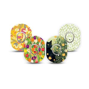 ExpressionMed Vivid Garden Dexcom G7 and Dexcom Stelo Glucose Biosensor System Mini, tape and sticker  Tulips and butterfly prints Adhesive Tape for CGM