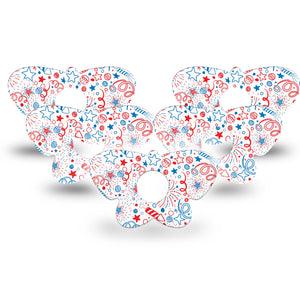 ExpressionMed Firework Doodles Freestyle Libre 3 Butterfly Shape Tape 5-Pack Playful Explosions Adhesive Tape CGM Design