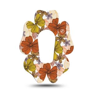 ExpressionMed Burnt Orange Floral Dexcom G6 Flower Shape Tape Single Bouquet Garden Themed Adhesive Patch Continuous Glucose Monitor Design