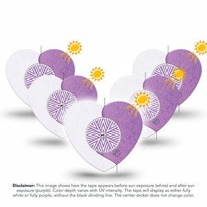 ExpressionMed Solar Violet Freestyle Libre 2 and Libre 2 Plus Heart Shape Tape, Abbott Lingo, Single Tape and Single Sticker Light-Sensitive Pigment, Adhesive Patch CGM Design
