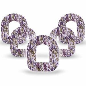 ExpressionMed Stitched Bloom Omnipod, 5-Pack Purple lavender stems Sensor Cover For Pump