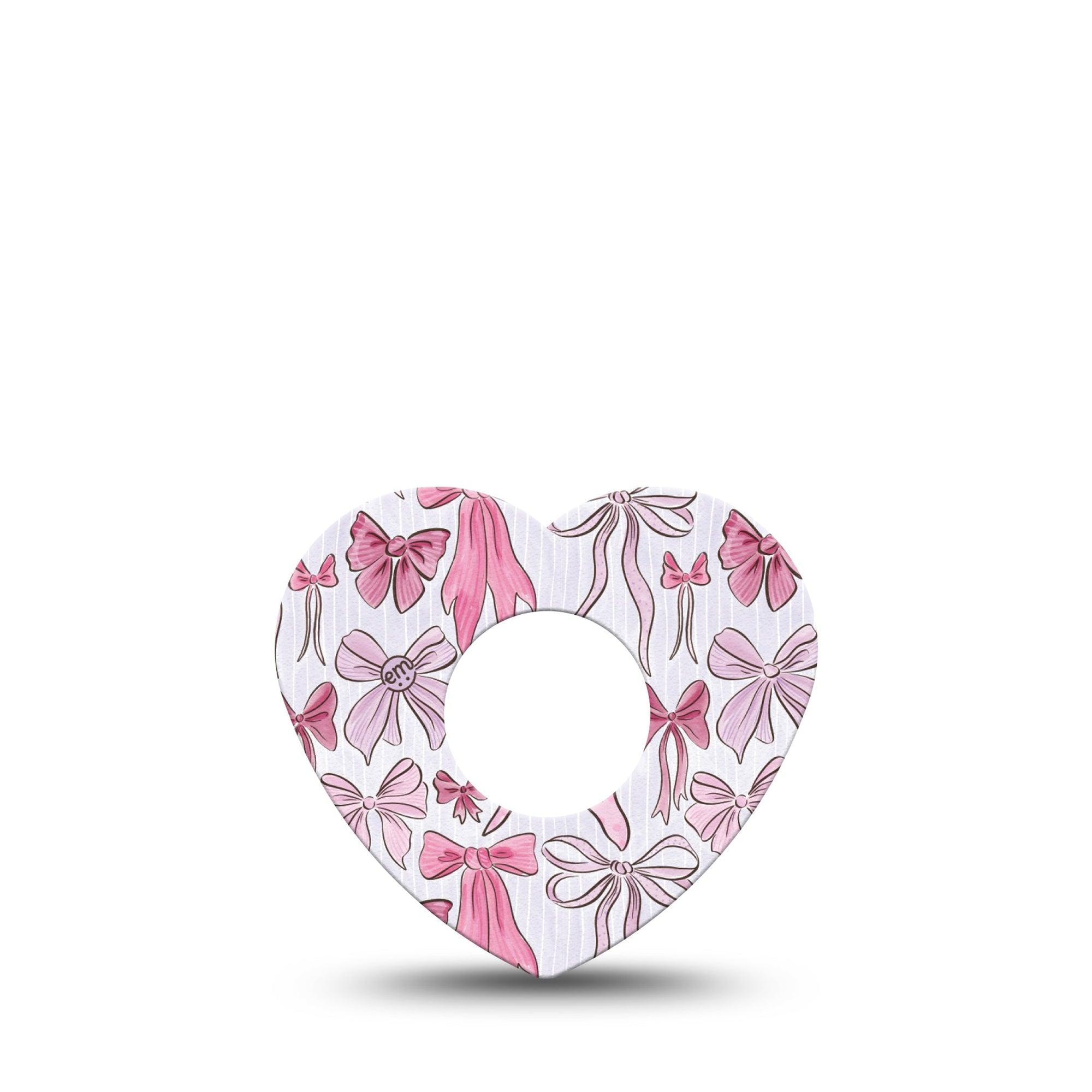 ExpressionMed Bows and Ribbons Infusion Set Heart Shape Tape 5-Pack Tape Delicate Pink Bows, Adhesive Tape Continuous Glucose Monitor Design