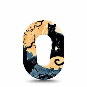 ExpressionMed Spooky Black Cat Dexcom G6 Mini Tape, Single Tape Shadowy Night Cat, Adhesive Tape CGM Design