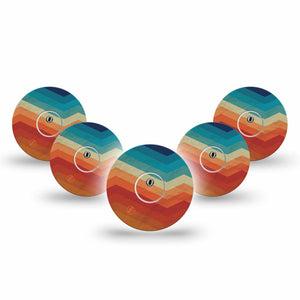 ExpressionMed Retro Winter Coat Freestyle Libre 3 and Libre 3 Plus Tape, 5-Pack Tape and 5-Pack Sticker Funky Vintage, Adhesive Tape Continuous Glucose Monitor Design