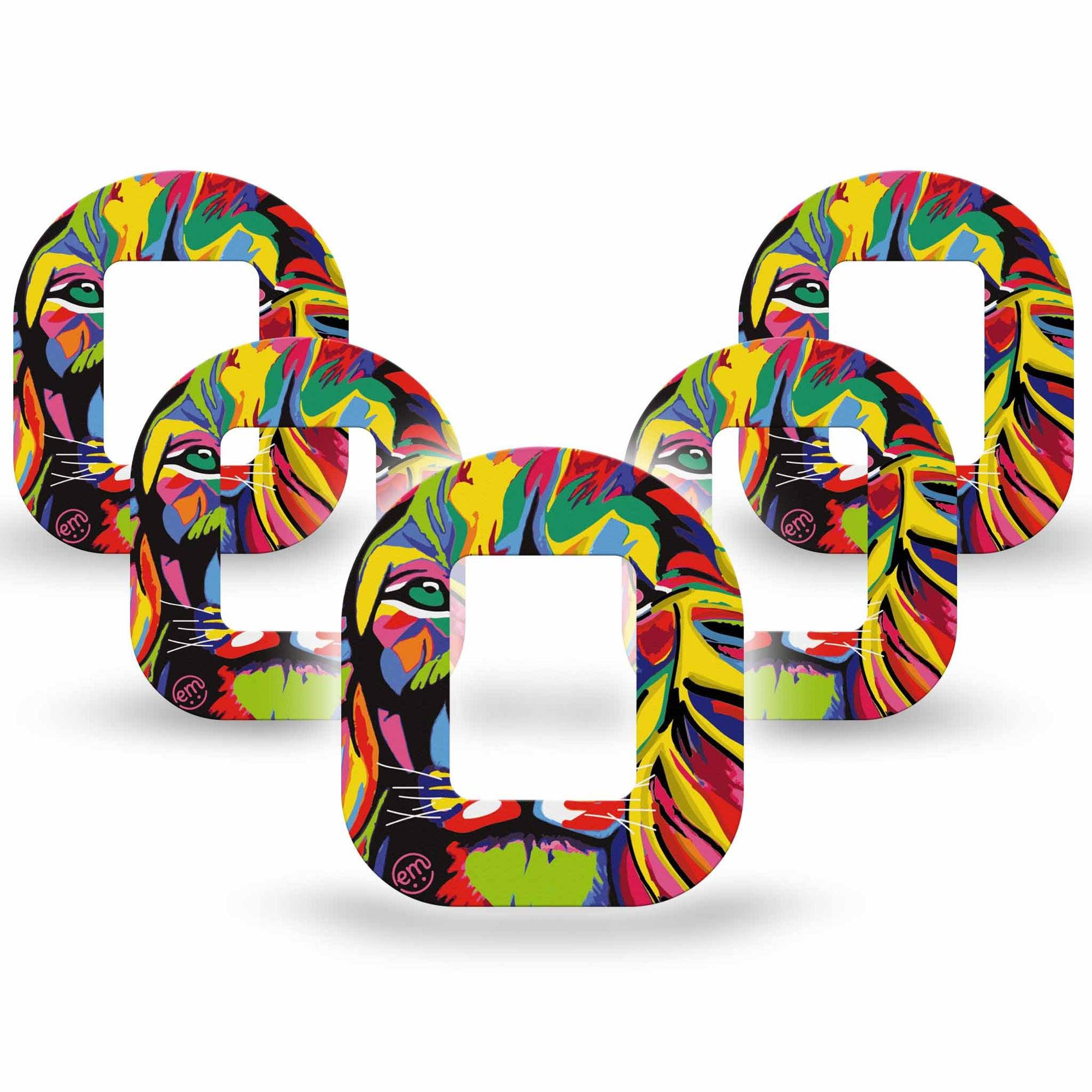 ExpressionMed Majestic Lion Tandem Mobi Tape, 5-Pack, Colorful Lion Pump Adhesive Tape Design,