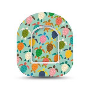 ExpressionMed Sea Turtles Omnipod Surface Center Sticker and Mini Tape Colorful Turtle Themed Vinyl Sticker and Tape Design Pump Design