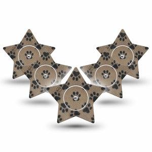 ExpressionMed Fuzzy Pawprints Freestyle Libre, Libre 2 Plus, and Abbott Lingo Star, 5-Pack Tape and 5-Pack Sticker Fuzzy black paws Waterproof Sensor Cover for Continuous Glucose Monitor