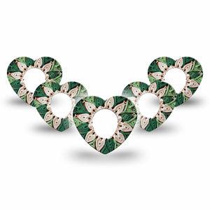 ExpressionMed Knit Monstera Dexcom G7 and Dexcom Stelo Glucose Biosensor System Heart, 5-Pack Yarn knitted flower Waterproof Adhesive Tape for Continuous Glucose Monitor