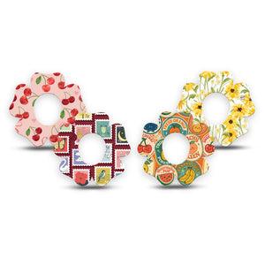 ExpressionMed Sweet Stickers Dexcom G7 and Dexcom Stelo Glucose Biosensor System Flower, 4-Pack Tape Fun stamp and fruit stickers Adhesive Patch for Continuous Glucose Monitor