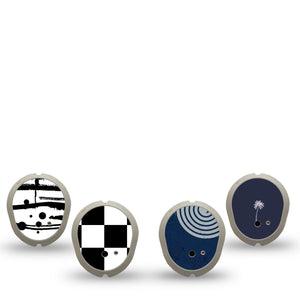 ExpressionMed Simply Patterned Variety Pack Dexcom G7 Sticker, 4-pack Sticker Variety, Inky Tones, Vinyl Decoration  CGM Design