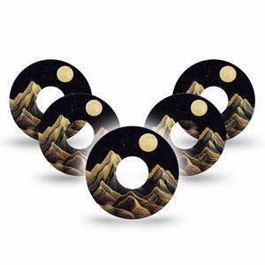 ExpressionMed Black Mountain Freestyle Libre 3 and Libre 3 Plus Tape, 5-Pack Tape Desert Like Mountains, Adhesive Tape Continuous Glucose Monitor Design
