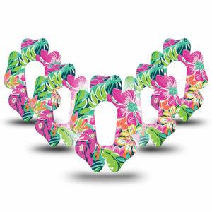 ExpressionMed Tropic Burst Dexcom G6 Flower Shape Tape 5-Pack Tape Tropic Burst, Adhesive Patch Continuous Glucose Monitor Design