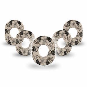 ExpressionMed Low Tide Dexcom G7 and Dexcom Stelo Glucose Biosensor System Mini, 5-Pack Subtle floral design Accessories for Continuous Glucose Monitor