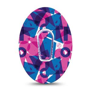 ExpressionMed Violet Vortex Dexcom G6 Tape Single Tape and Single Sticker Fun Shape Mix, Plaster Continuous Glucose Monitor Design