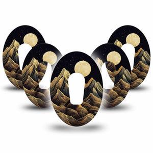 ExpressionMed Black Mountain Dexcom G6 Tape, 5-Pack Tape Night Sky Mountains, Plaster Continuous Glucose Monitor Design