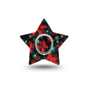 ExpressionMed Christmas Floral Dexcom G7 Star Shape Tape, Dexcom Stelo Glucose Biosensor System, Single Tape and Single Sticker Christmas Lights, Overlay Patch CGM Design