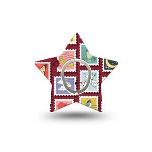 ExpressionMed Postage Stamp Dexcom G7 and Dexcom Stelo Glucose Biosensor System Star, Single Tape and Single Sticker Fun postage stamps Adhesive Patch for CGM