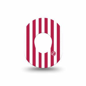ExpressionMed Red Stripes Dexcom G7 and Dexcom Stelo Glucose Biosensor System Mini, Single Tape Classic red stripe Waterproof Plaster for CGM