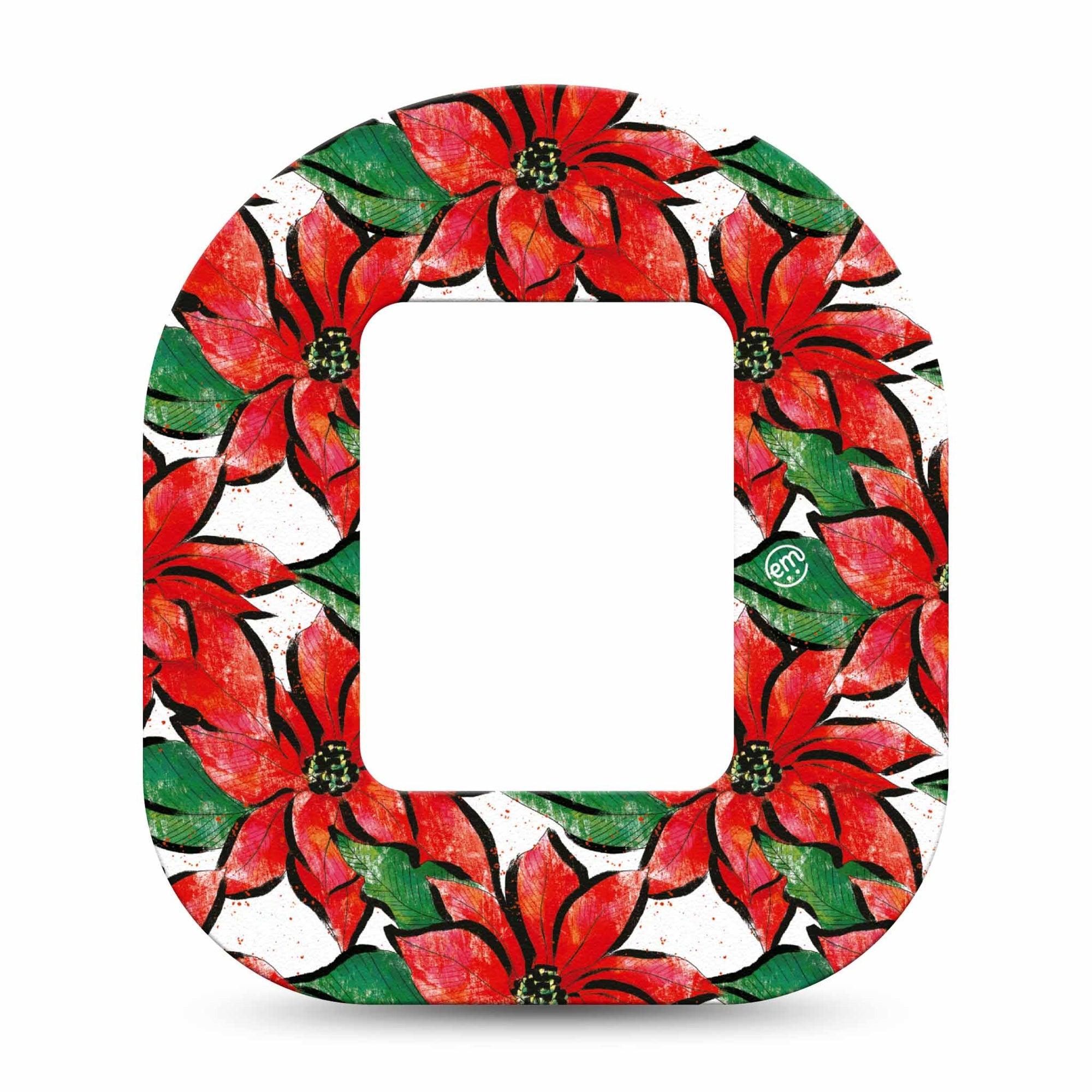 ExpressionMed Poinsettia Tandem Mobi Single Tape, Holiday Themed Pump Adhesive Design