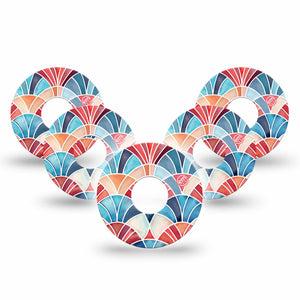 ExpressionMed Watercolor Fan Freestyle Libre 3 and Libre 3 Plus, 5-Pack Layered arch fan design Sensor Decoration for CGM