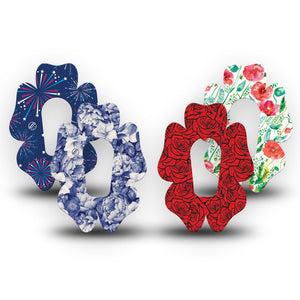 ExpressionMed Heritage Floral Dexcom G6 Flower, 4-Pack Tape timeless botanical style Overlay Patch for Continuous Glucose Monitor