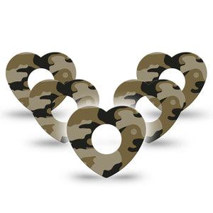 ExpressionMed Camo Infusion Set Heart Shape Tape 10-Pack Tape Military Camo Plaster Continuous Glucose Monitor Design