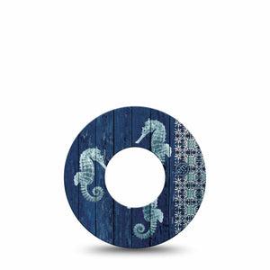 ExpressionMed Seahorse Freestyle Libre, Libre 2 Plus, and Abbott Lingo, Single Tape sea life graphic Fixing Ring Patch for CGM
