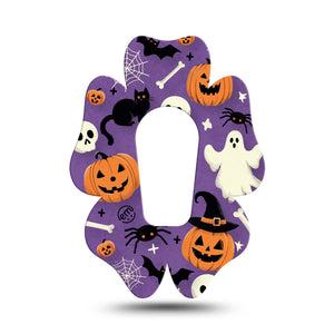 ExpressionMed Happy Halloween Dexcom G6 Flower Shape Tape Single Purple Halloween Motifs Adhesive Patch Continuous Glucose Monitor Design