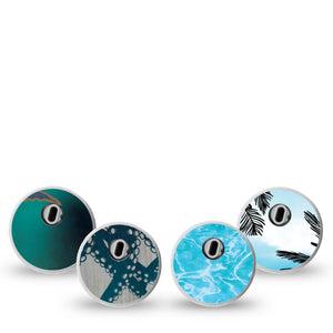 ExpressionMed Poolside Tide Freestyle Libre 3 and Libre 3 Plus Sticker, 4-Pack Sticker tidal wave pattern Vinyl Decoration for CGM