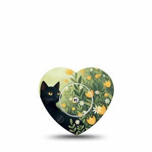 ExpressionMed Jungle Cat Freestyle Libre, Libre 2 Plus, and Abbott Lingo Heart, Single Tape and Single Sticker Black kitten meadow Decorative Adhesive Tape for CGM