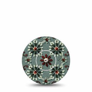 ExpressionMed Green Embroidery Freestyle Libre and Libre 2 Plus Tape, Abbott Lingo, Single Tape and Single Sticker Green Threaded Petals, Fixing Ring Tape Continuous Glucose Monitor Design