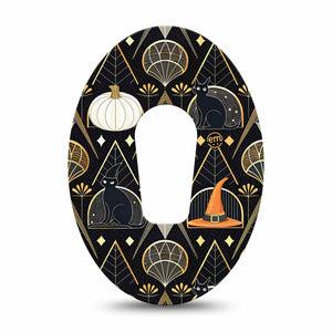 ExpressionMed Art Deco Halloween Dexcom G6 Tape, Single Tape Geometric Halloween Style, Plaster Continuous Glucose Monitor Design