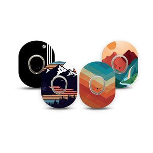 ExpressionMed Retro Alpine Trek Variety Pack Dexcom G7 Mini Tape, Dexcom Stelo Glucose Biosensor System, 4-Pack Tape and 4-Pack Stickers Variety Retro Nature Themed, Patch Continuous Glucose Monitor Design