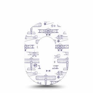 ExpressionMed Airplane Dexcom G6 Mini Tape, Single Tape Navy Stenciled Planes, Adhesive Tape CGM Design