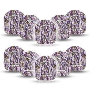 ExpressionMed Stitched Bloom Omnipod Mini, 10-Pack Tape + 10-Pack Sticker Purple lavender stems Overlay Patch For Pump