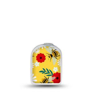 ExpressionMed Bees and Flowers Omnipod Surface Center Sticker Single Sticker Nectar Seekers Vinyl Decoration Pump Design