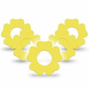 ExpressionMed Butter Yellow Freestyle Libre 2 and Libre 2 Plus Flower Shape Tape, Abbott Lingo, 5-Pack Tape Muted Yellow Hue, Plaster CGM Design