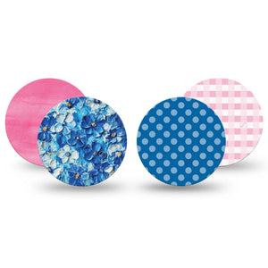 ExpressionMed Cotton Candy Coast Variety Pack Freestyle Libre and Libre 2 Plus Overpatch, Abbott Lingo, 4-Pack Tape Variety Diabetic Barbie Inspired, Fixing Ring Patch CGM Design