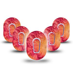 ExpressionMed Ruffles Dexcom G6 Mini, 5-Pack Tape and 5-Pack Sticker Sunset color floral Waterproof Sensor Cover for Continuous Glucose Monitor