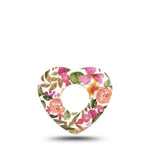 ExpressionMed Spring Bouquet Infusion Set Heart Shape Tape 5-Pack Floral Display Adhesive Tape Continuous Glucose Monitor Design